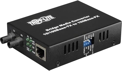 Tripp Lite Network Copper RJ45 Ethernet a fibra ST dúplex multimodo convertidor multimodo, longitud de onda de 1310 nm, 10100 Mbps, extensión de