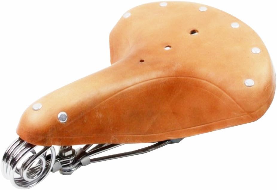 UNISTRENGH 1980s Vintage Bicycle Saddle Mountain Bike Retro Rivet Saddle Genuine Leather Cowhide Comfortable Cycling Seat
