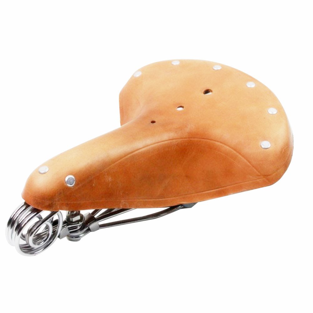 UNISTRENGH 1980s Vintage Bicycle Saddle Mountain Bike Retro Rivet Saddle Genuine Leather Cowhide Comfortable Cycling Seat