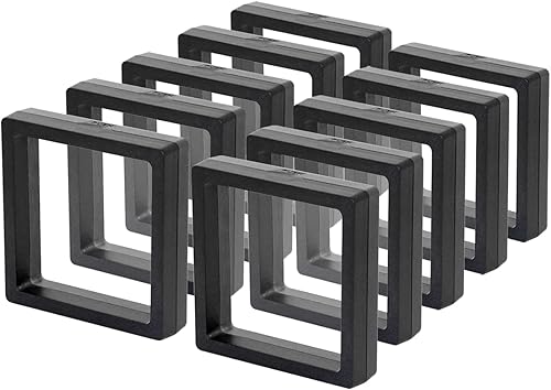 Miniatura 1 de Soporte de exhibición de monedas, 10 unidades, marco flotante 3D negro para monedas de desafío, medallones AA, joyas, 4.3 x 4.3 x 0.8 pulgadas