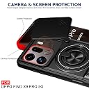 AELVOUX Oppo Find X9 Pro 5G Back Cover | Armor Camera Slider 360 Degree Rotating Finger Ring Holder Case with Bracket Stand Back Case Cover (Compatible with MagSafe Accessories) (Black) gallery image