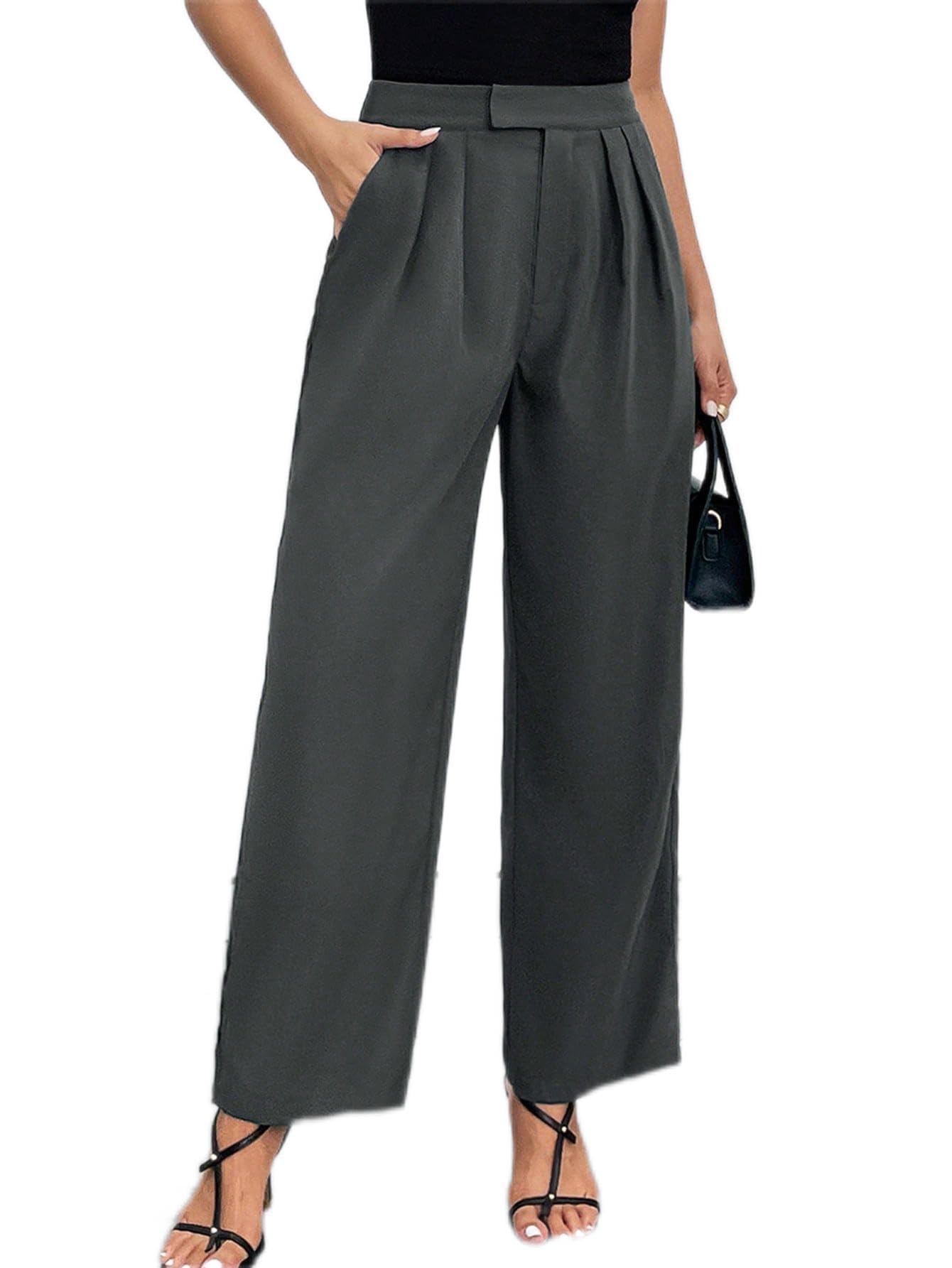 CLAIGH Pants for Women High Waist Plicated Detail Pants