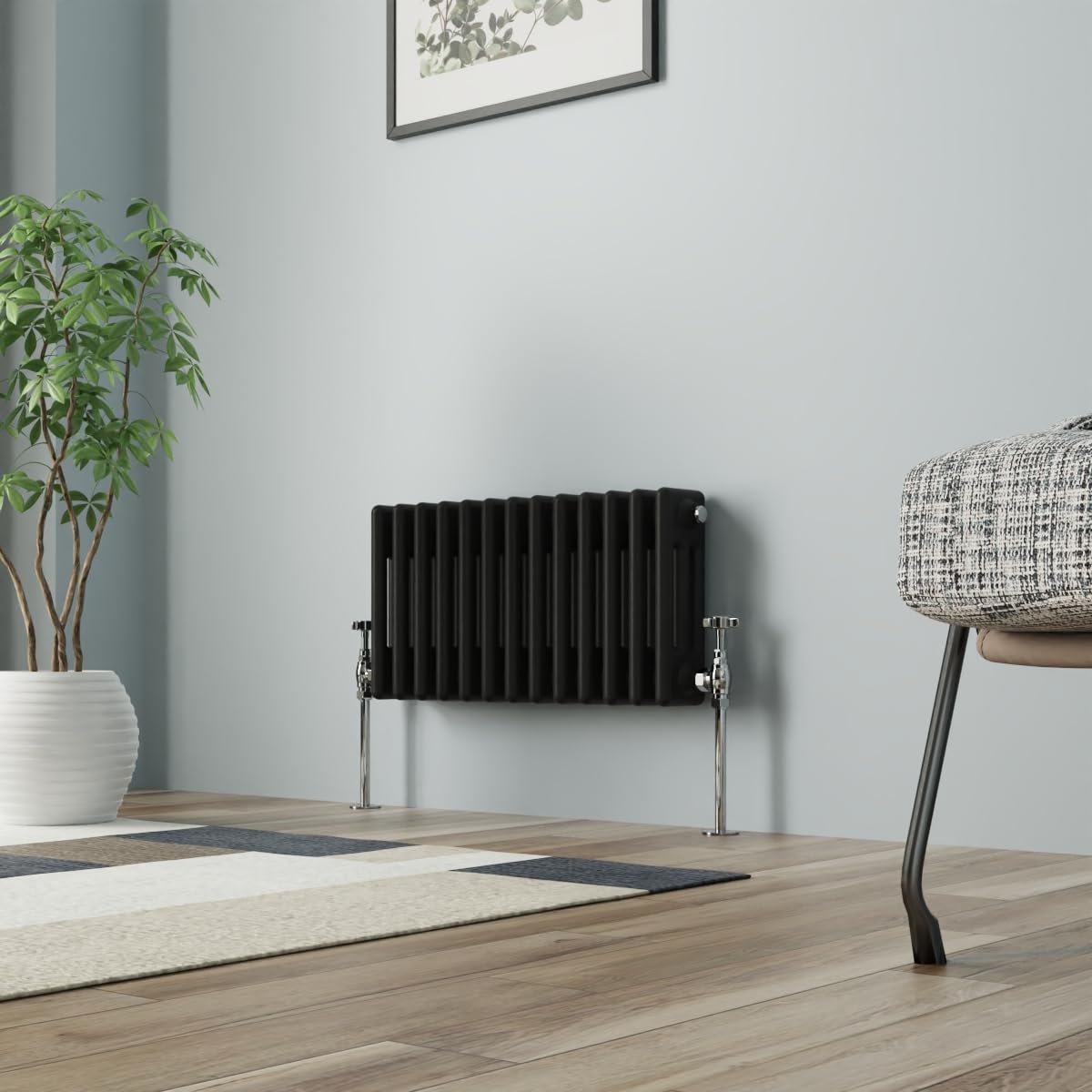 NRG Column Radiator Black 300x607mm Triple Cast Iron Rads