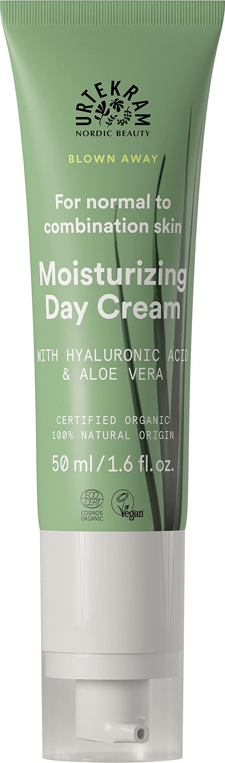 Urtekram - Blown Away - Crema Facial de Día Limoncillo Silvestre - Wild Lemongrass - Con acido hialuronico & Aloe Vera - Pure Organic skin care - Vegana - Crema 50 ml