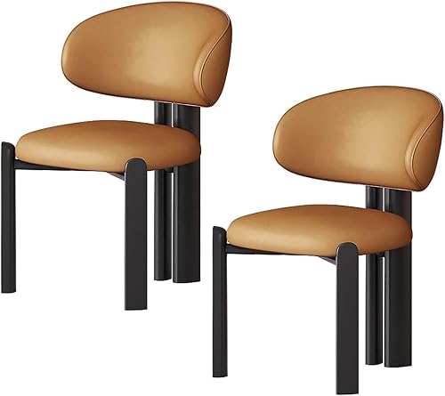 Miniatura 8 de Juego de 2 sillas de comedor tapizadas modernas, diseño cómodo con respaldo curvado para cocina, sala de estar, dormitorio u oficina Beige