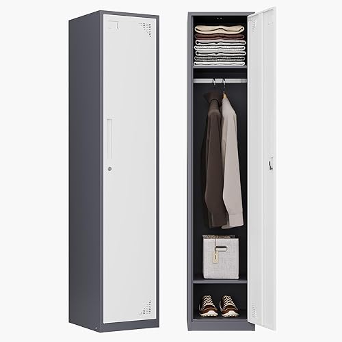 Letaya Armario de metal con 5 puertas con cerradura, gabinete de almacenamiento de acero de 71 pulgadas de alto para escuela, oficina, gimnasio,