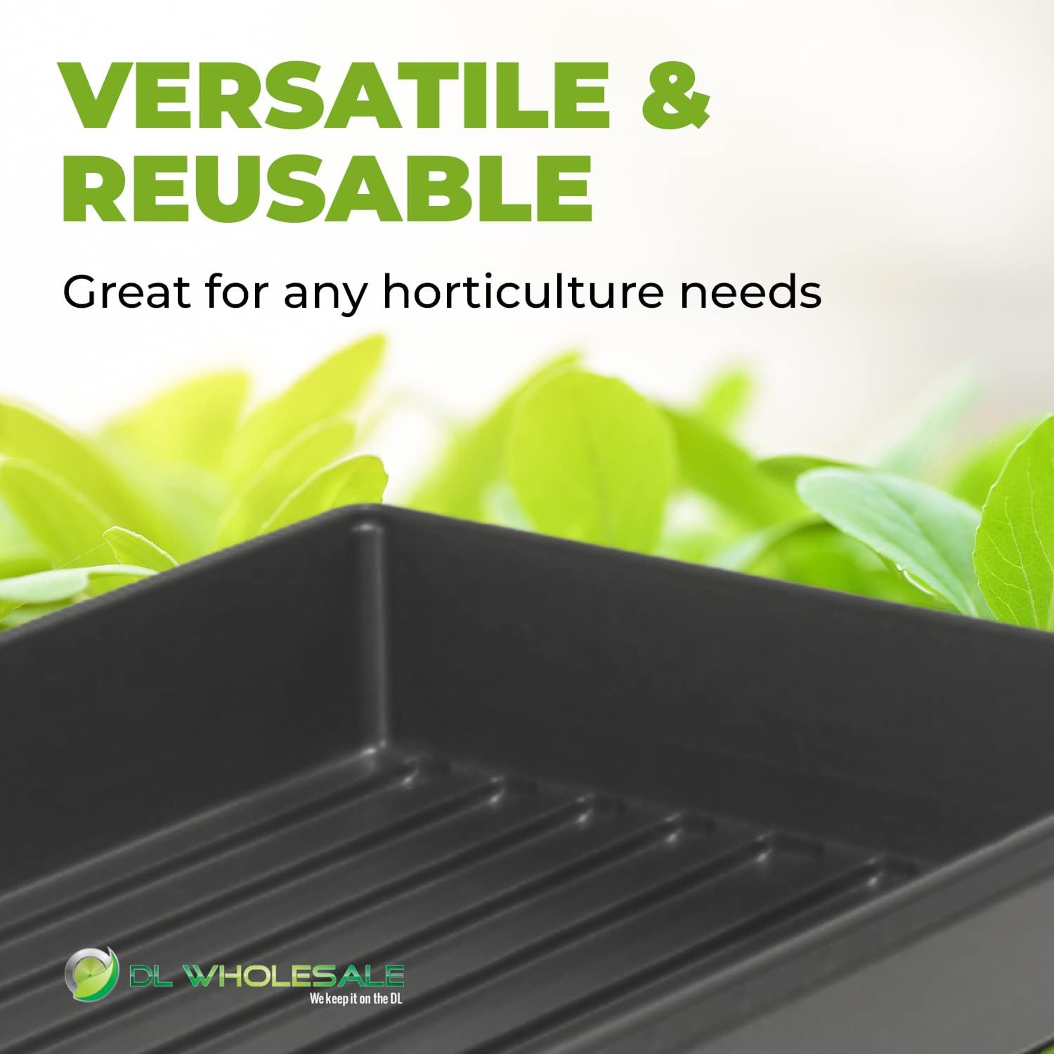 DL Wholesale 1020 Trays with Holes (100 Pack) for Microgreens Growing Trays, Made in USA, Premium 10" x 20" Propagation Tray for Seed Trays and Flats Reusable, Fodder Trays with Drain Holes