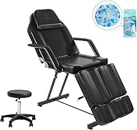 Vista 15 de Silla facial, silla de tatuaje de 73 pulgadas para cliente, mesa de masaje ajustable de 3 secciones con taburete, camas de belleza multiusos