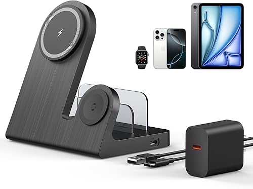 Miniatura 1 de Cargador inalámbrico Mag-Safe para iPhone estación de carga 3 en 1 para múltiples dispositivos Apple - Soporte de carga de 18 W para iPhone 16 15 14