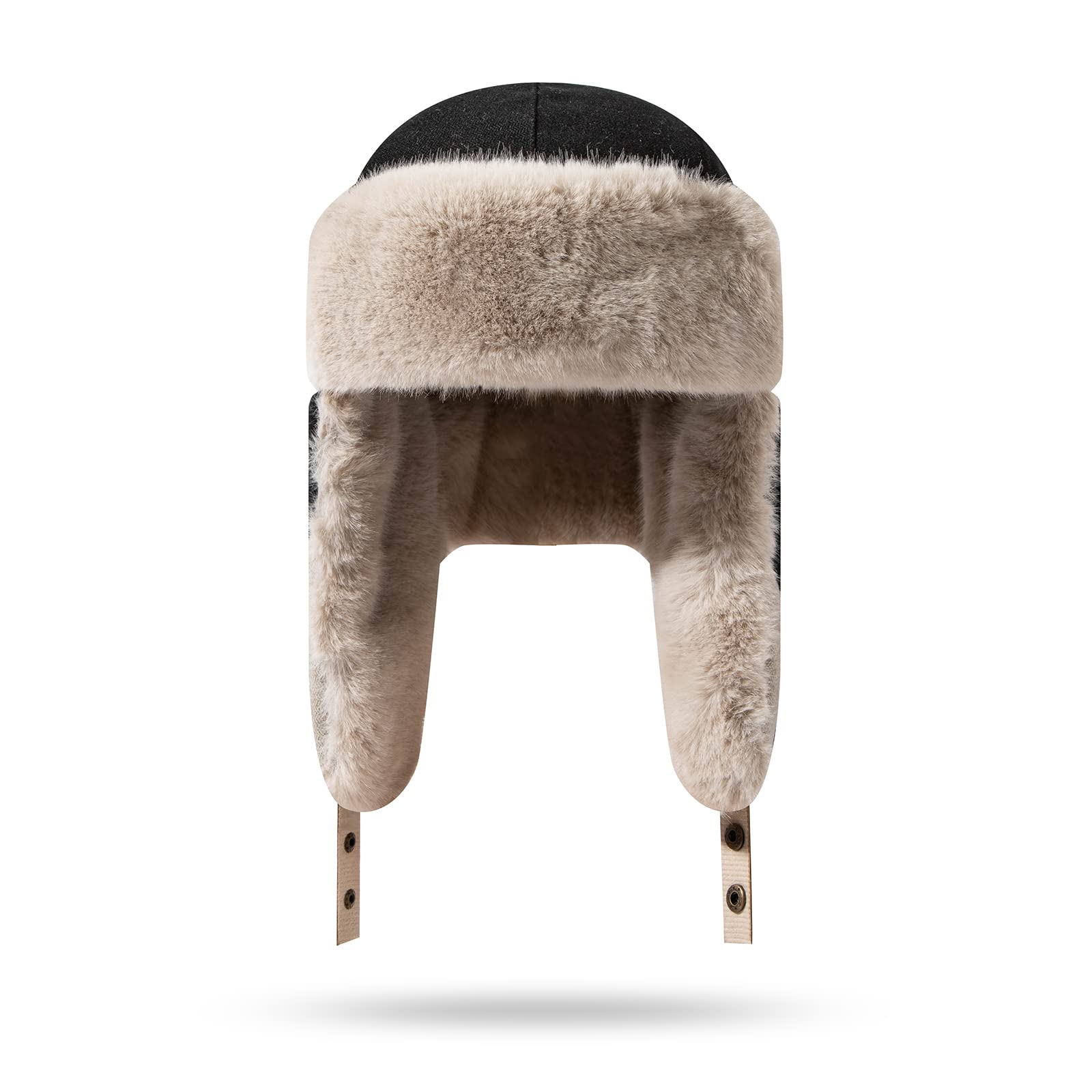 Clakllie Unisex czapka lotnicza, zamszowa, wiatroszczelna, czapka traperska, ciepła czapka ze sztucznego futra, rosyjska czapka, ciepła bawełniana czapka