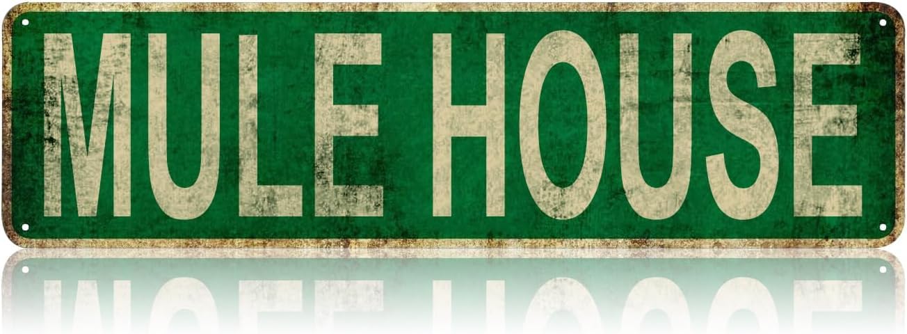 Vintage Signs Mule House Sign Street Signs Retro Metal Sign for Home Garage Farmhouse Bar Coffee Garden Bathroom Kitchen House Man Cave and Gothic Indoor Ourdoor Decor,Aluminium 4x16 Inch