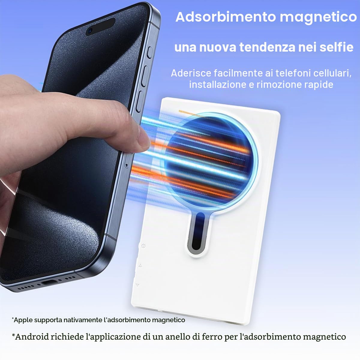 Vlog - Monitor magnetico per selfie per telefono, display wireless per selfie per iPhone e Android da 2000 mAh, con telecomando Bluetooth, luminosità a 3 livelli e modalità widescreen per