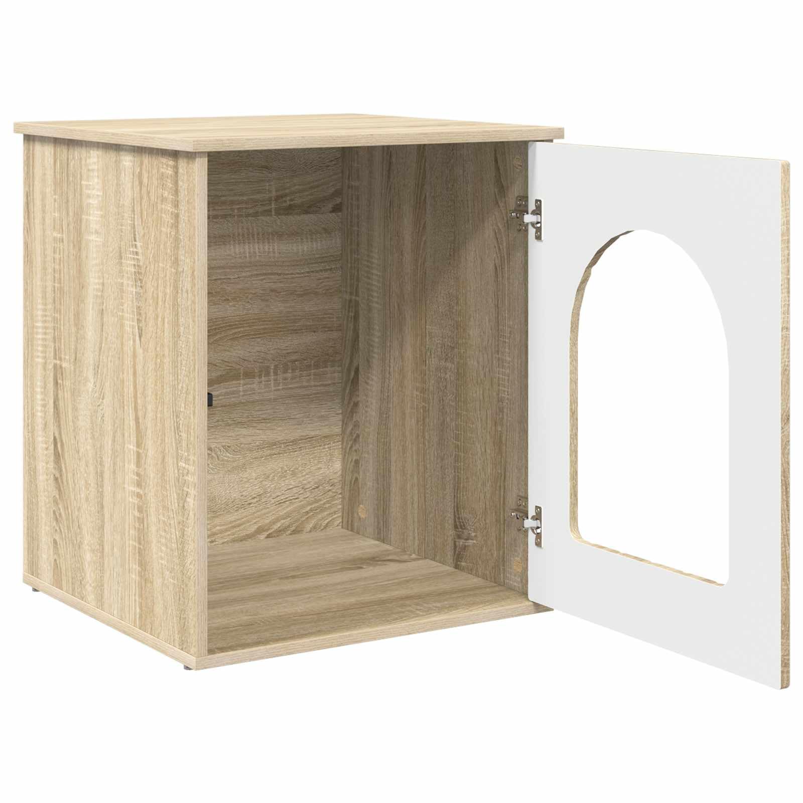 Casa de gato moderna de madera resistente con diseño elegante y acogedor refugio para mascotas, 53 x 52 x 62 cm, incluye accesorios para fácil montaje, ideal