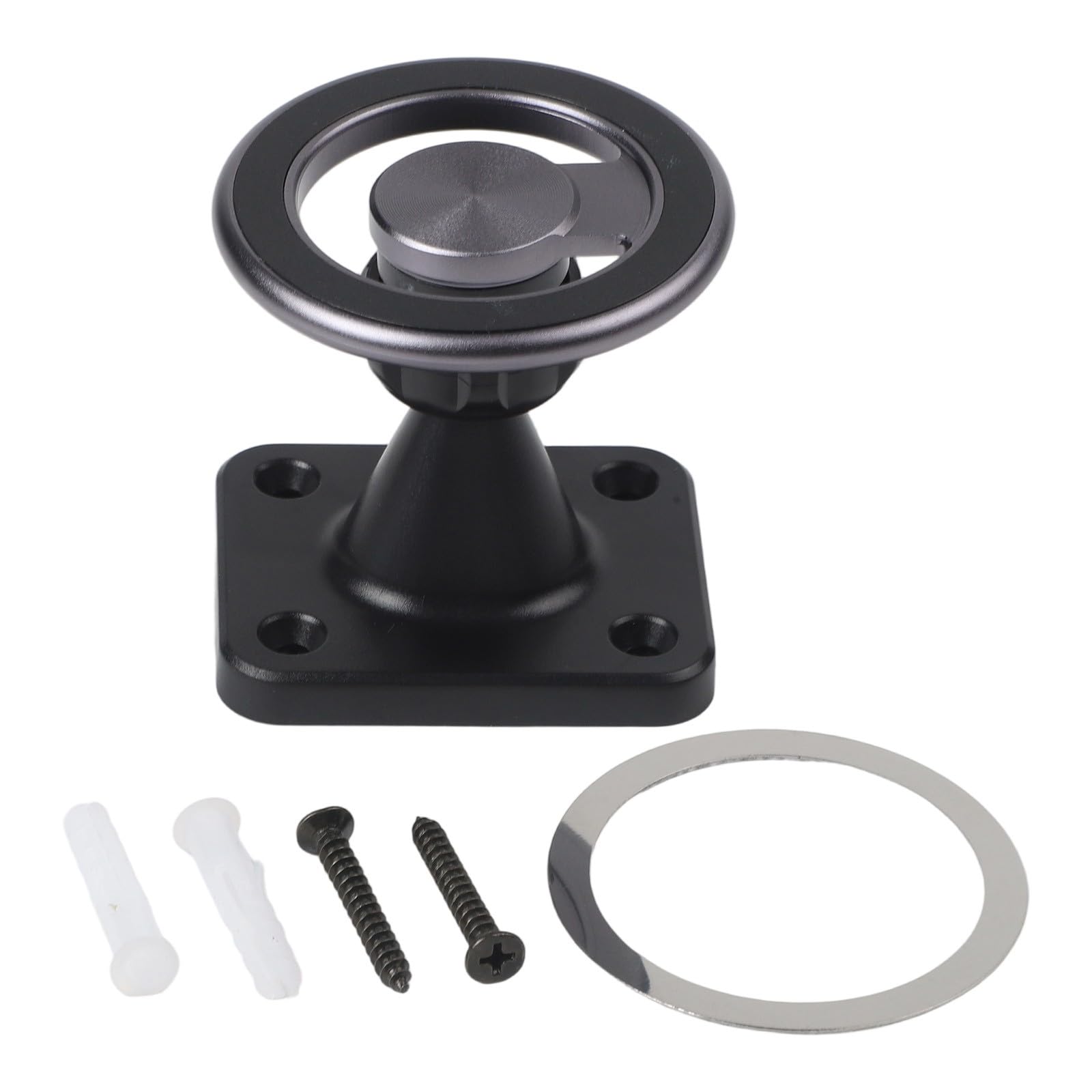 Supporto da parete regolabile per tablet e telefoni rotanti a 360°, struttura in lega di alluminio, per design compatto 6 x 5 cm, forte tenuta magnetica, nero