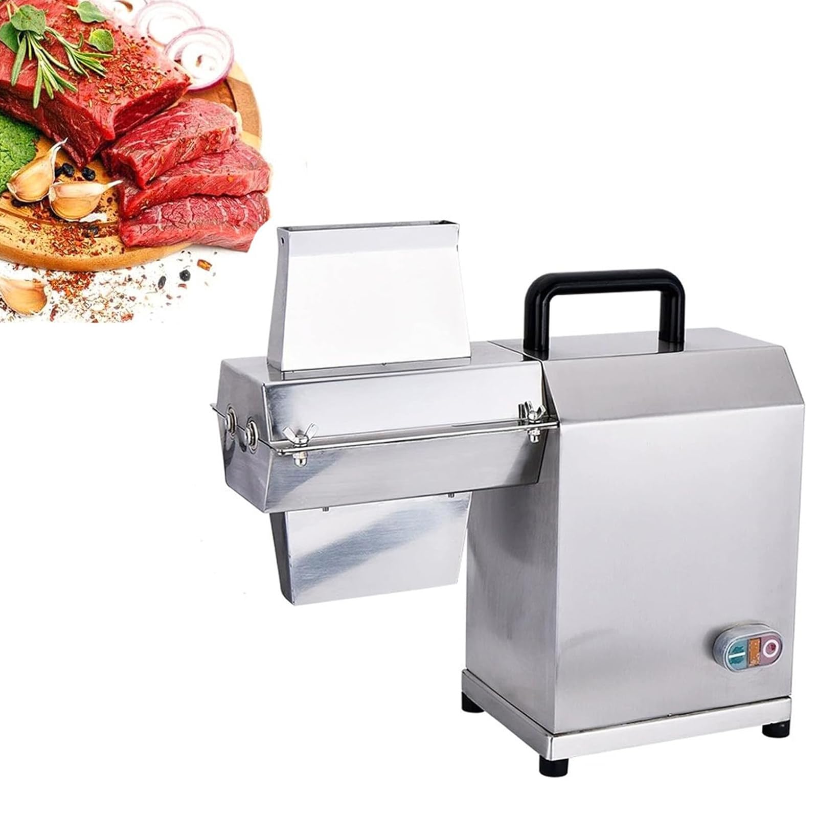 Batticarne elettrico, in acciaio inox, per carne di manzo, tacchino, pollo, maiale, montone e pesce, spessore regolabile 3-22 mm