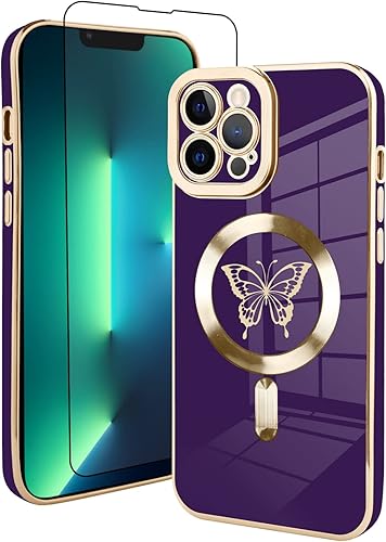 Miniatura 2 de Fiyart Funda magnética para iPhone 11 Pro compatible con carga inalámbrica MagSafe, bonita funda de protección contra golpes con protector de lente