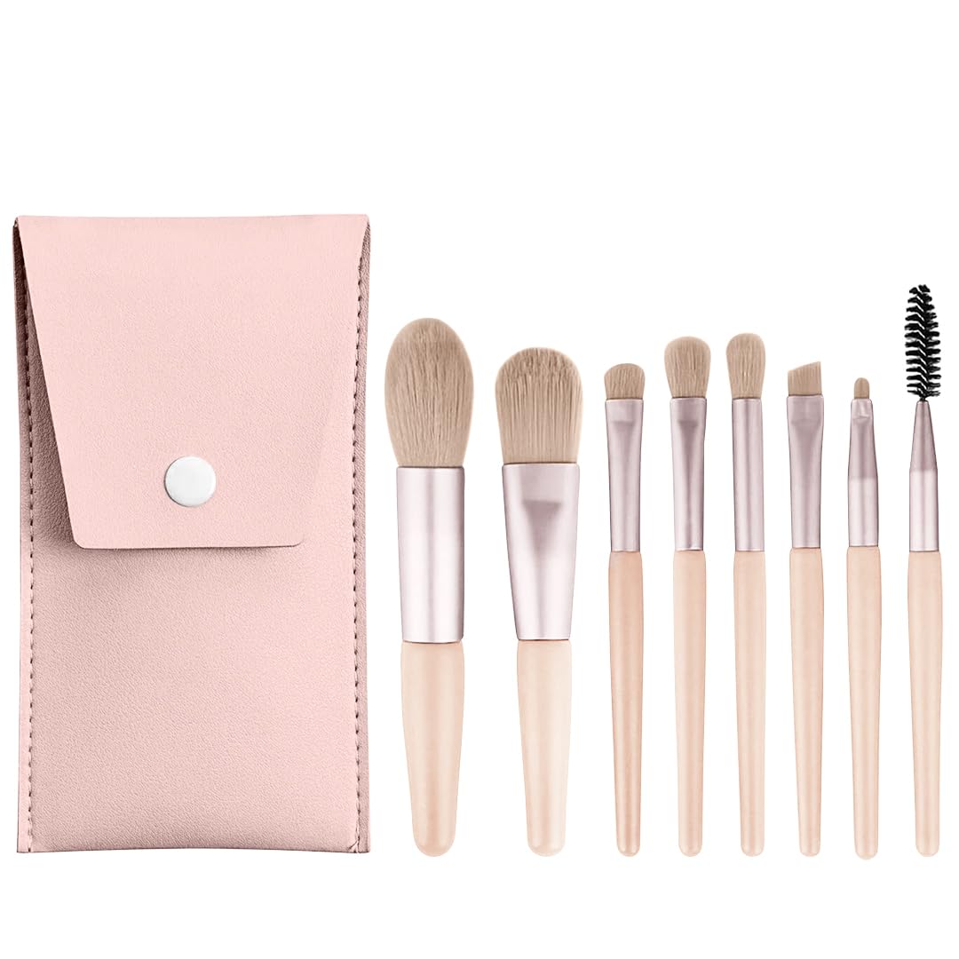 Gleva 8 Pcs Brush Set With Pouch, Makeup Brushes Premium Synthetic Kabuki Foundation, Concealers, Eye Shadows Professional Blush, Face Powder, Highlighter, Contour, Blending Eyeliner (Orange Peach)-image-34