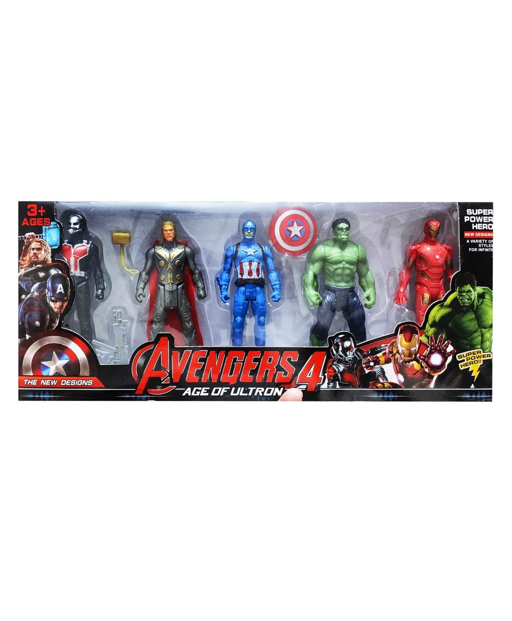 ZORDIKAvengers Toy Marvels Super Hero Characters Action Figure Ant-Man, Thor, Captain America, Hulk and Iron-Man Best Gift for Children (Set of 5 Super Heroes Toys for Boys)