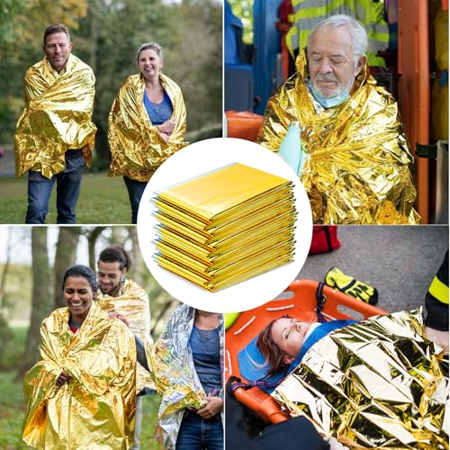SYNYOUR Rettungsdecken 5 Stück, Rettungsdecke Gold Silber, Rettungsfolie 210×160cm, Erste Hilfe Decke für Notfall Outdoor Wandern Überleben Auto, Wärmefolie Robust Reißfest Wasserdicht