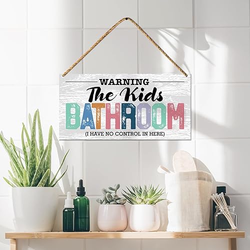 Miniatura 3 de Letrero de madera para baño de niños, decoración de baño para niños, decoración de pared de baño, decoración de puerta de baño, decoración de casa