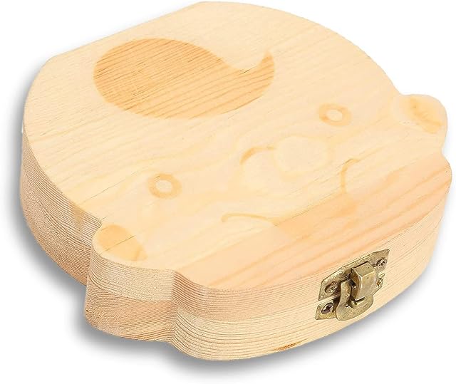 YLdamai Baby Teeth Box Wooden Milk Tooth Save Organizer Cute Tooth Keepsake Box for Kids Girls Boys