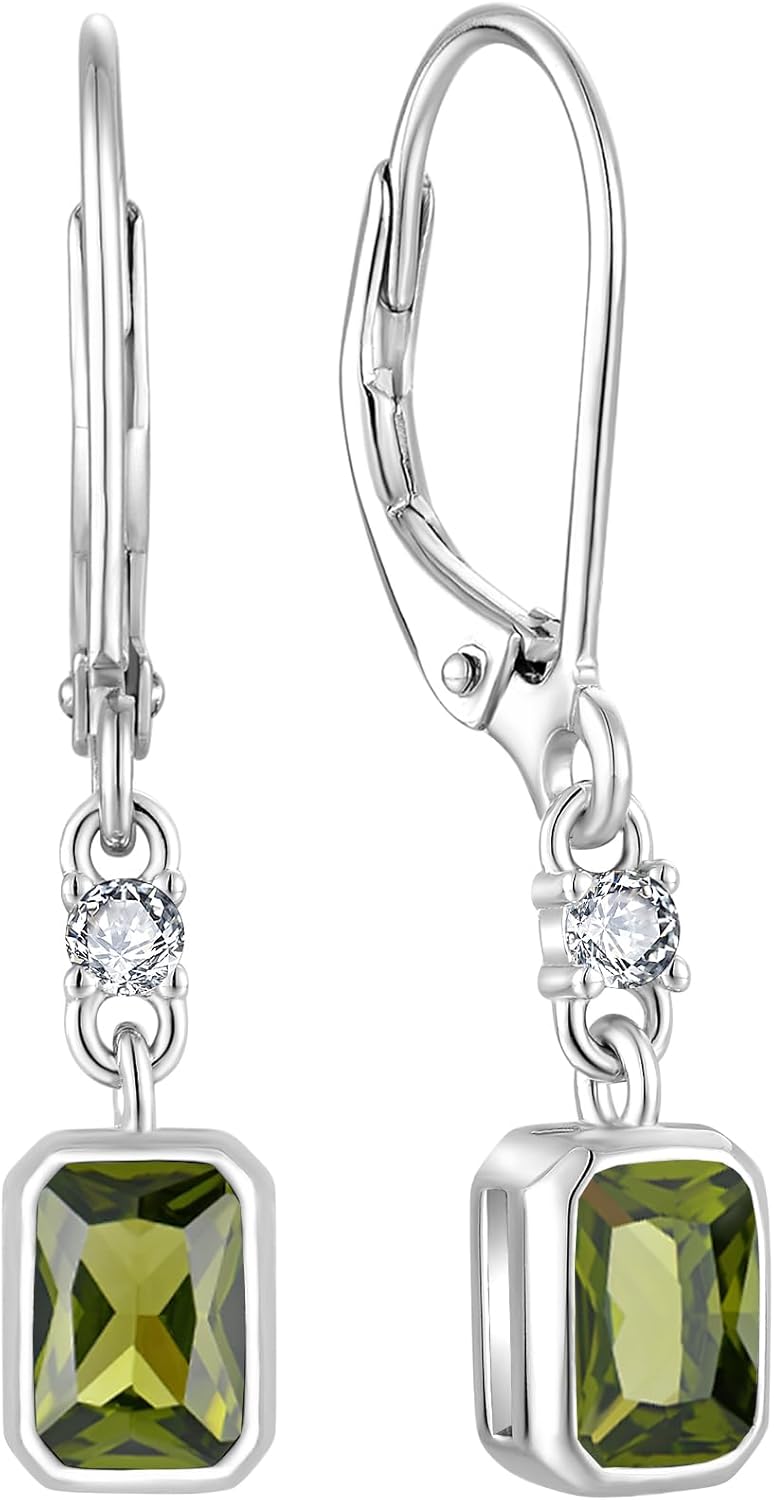 Leverback Earrings 925 Sterling Silver Dangle Drop Earrings Cubic Zirconia Earrings Women Anniversary Jewelry for Her