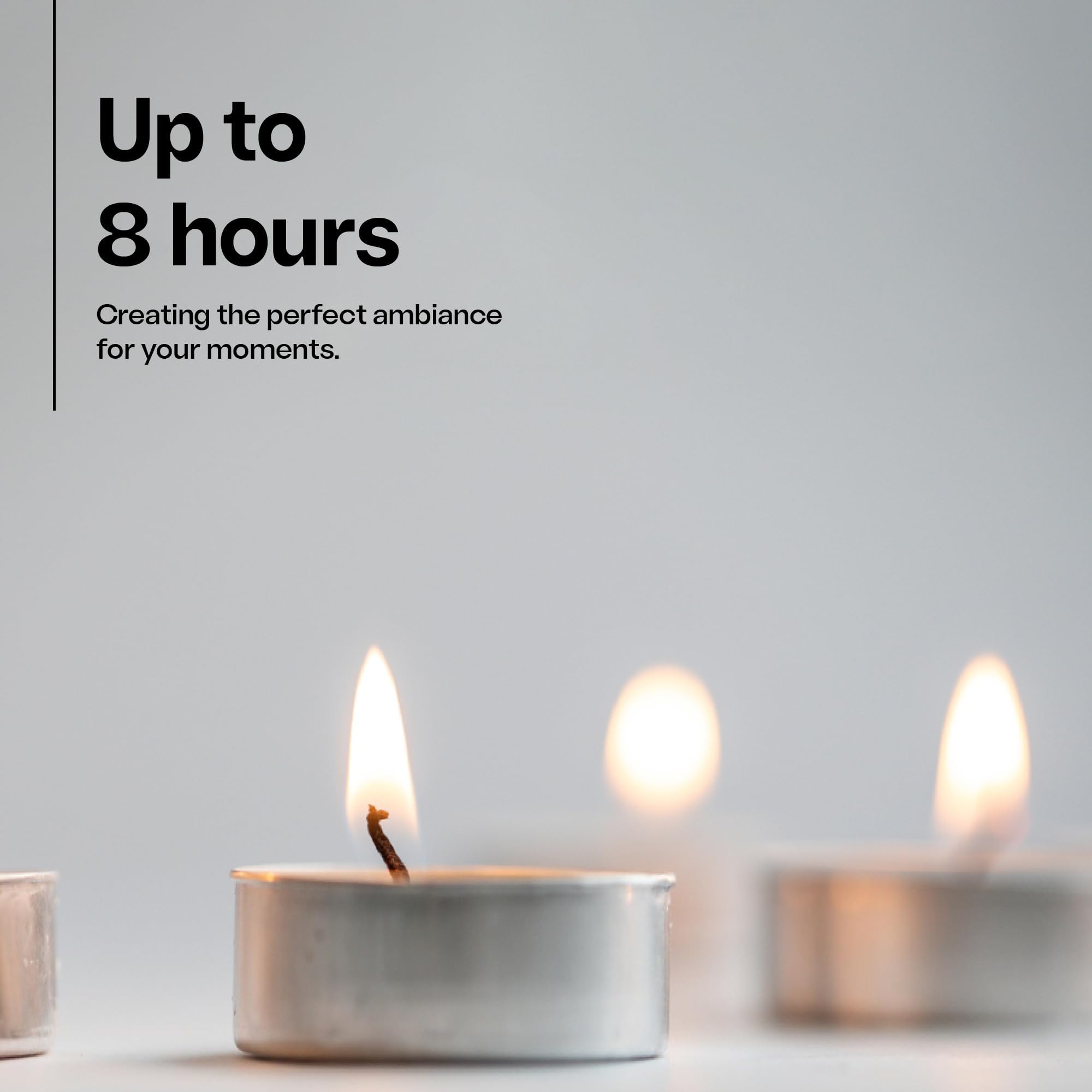 8 Hours Tealight Candles, 50 Pack Long Burning Candlelight, White, Pack of 50 - Image 2