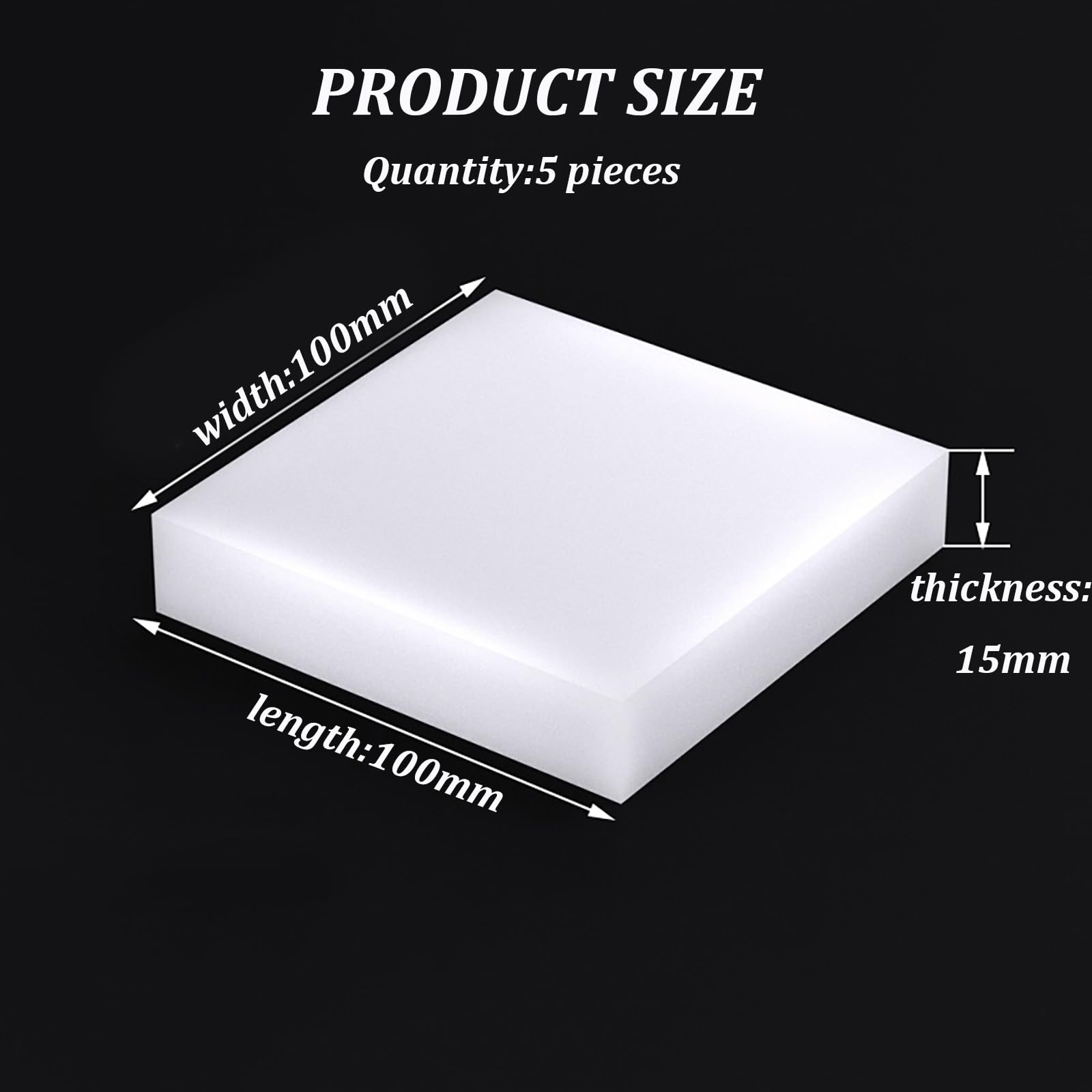 Almohadillas de Silicona Blancas (Paquete de 5), 100 mm x 100 mm, Grosor de 12 mm a 50 mm, Antideslizantes y amortiguadoras, for Muebles, maquinaria y electrónica, 25 mm.(15mm)