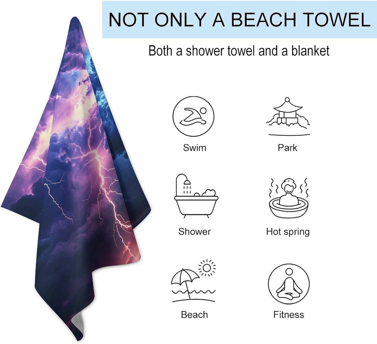 Seastorm Oversized Beach Towel Soft Absorbent Pool Bath Swim Towels for Adults Travel Vacation Gifts 130x80cm