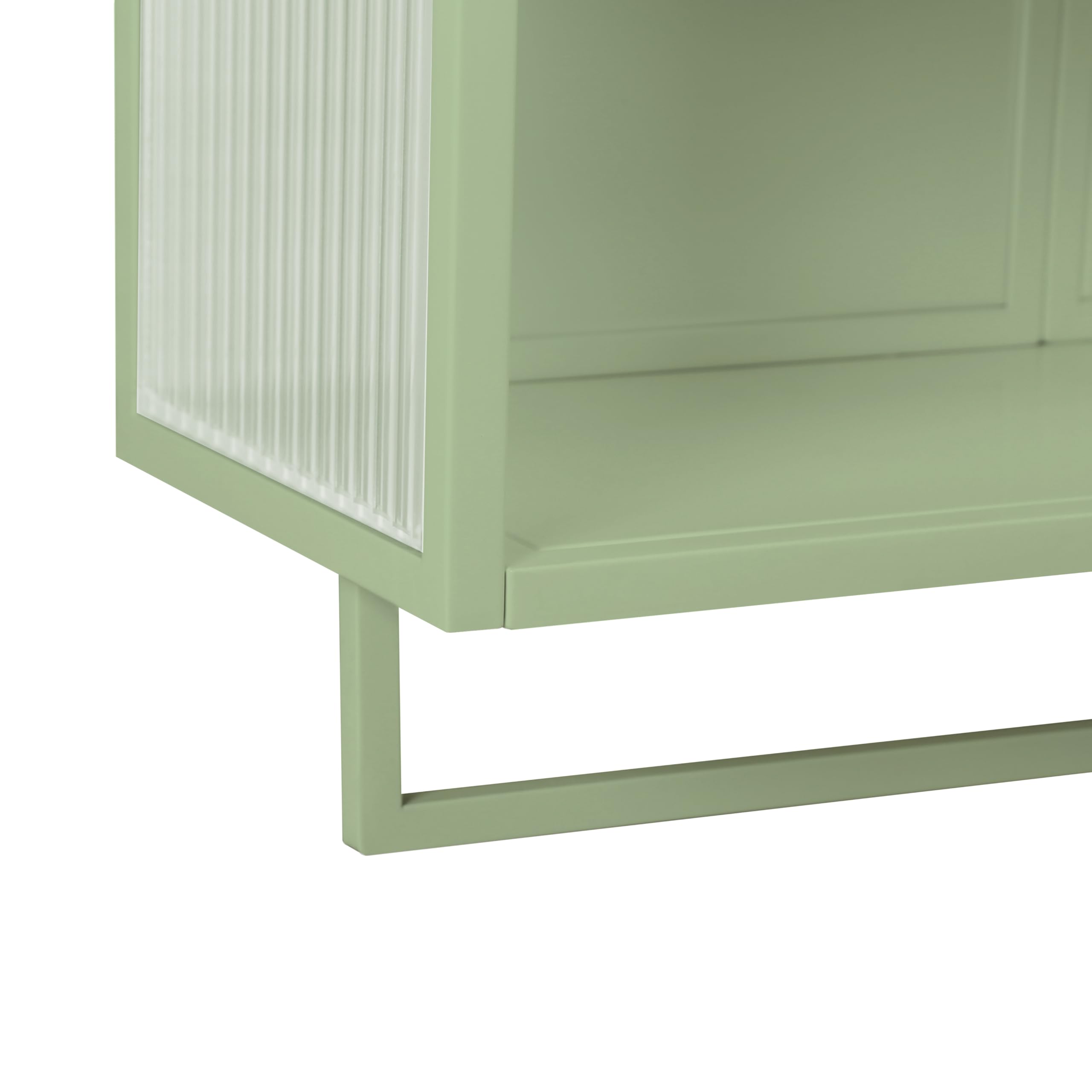 Moderner Hängeschrank Küchenschrank Wandschrank mit 2 Glastüren, Metal und Glas Badschrank Sideboard Hängend Medizinschrank mit Offener Stauraum und Handtuchhalter für Küche Bad, Grün, 60×23×78cm