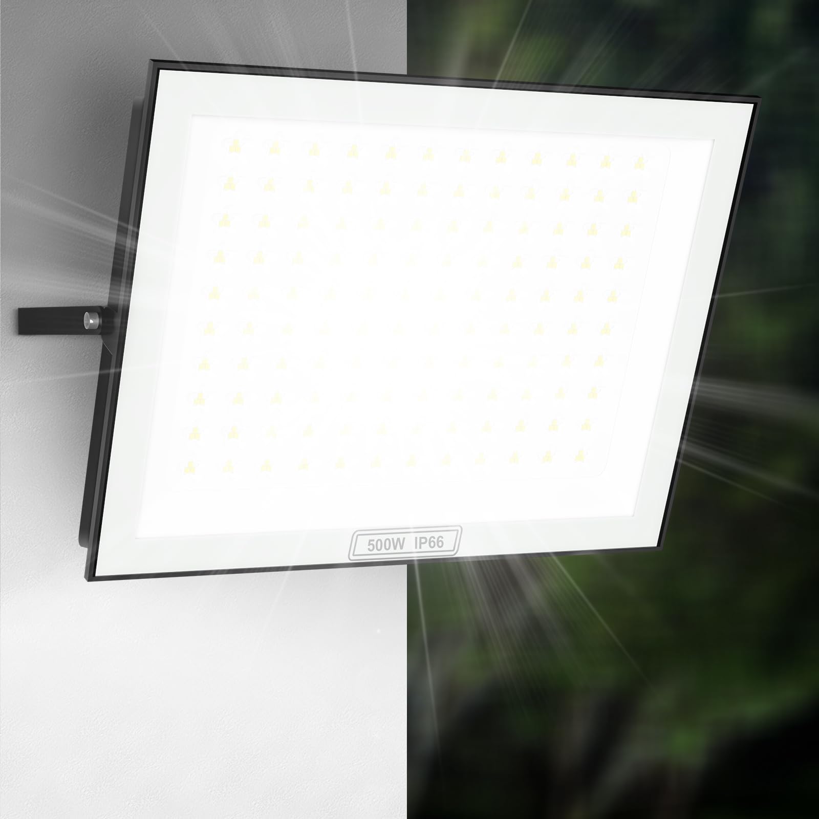 papasbox 2 Stück 500W LED Strahler Außen | Scheinwerfer 6500K Kaltweiß 50000LM Außenstrahler IP66 Wasserdicht Fluter für den Außenbereich Garten Garage Hof