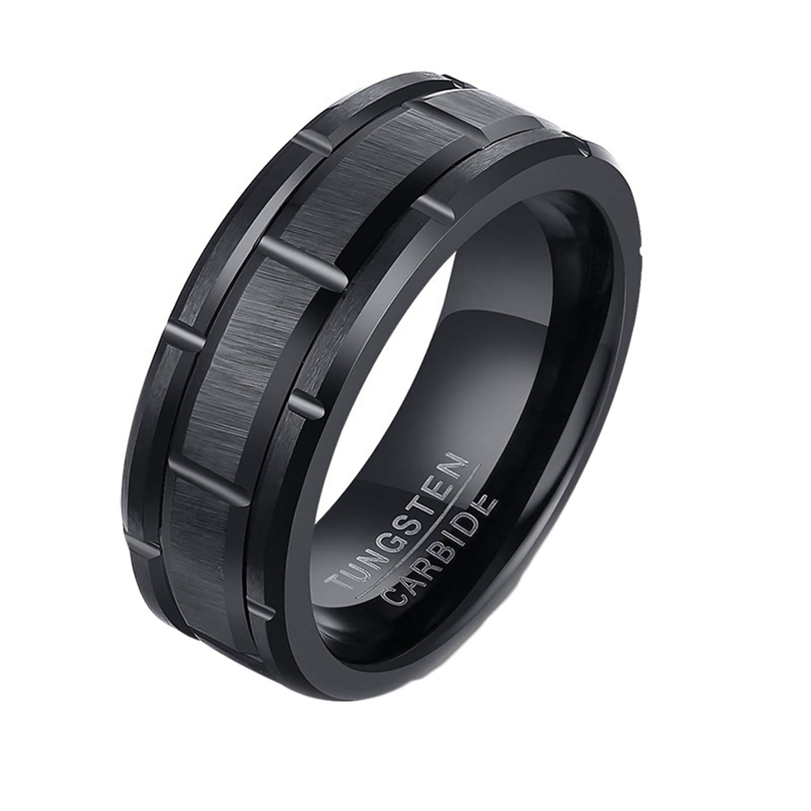 Daesar Anello di Fidanzamento Uomo Argento, Anelli Uomo Tungsteno Pneumatico Rotondo Opaco 8MM Anello Incisione Personalizzata Regalo Gioielli