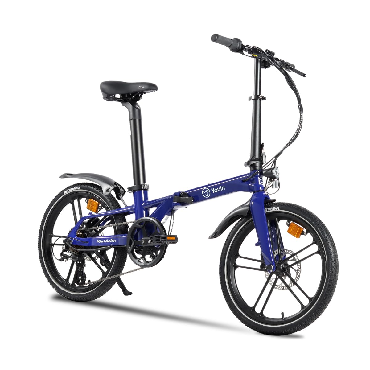 Youin Marbella Vélo électrique Pliant Urbain Bleu 20 Pouces Moteur 250W Batterie intégrée 36V autonomie 40 km Freins hydrauliques 7 Vitesses léger Compact.