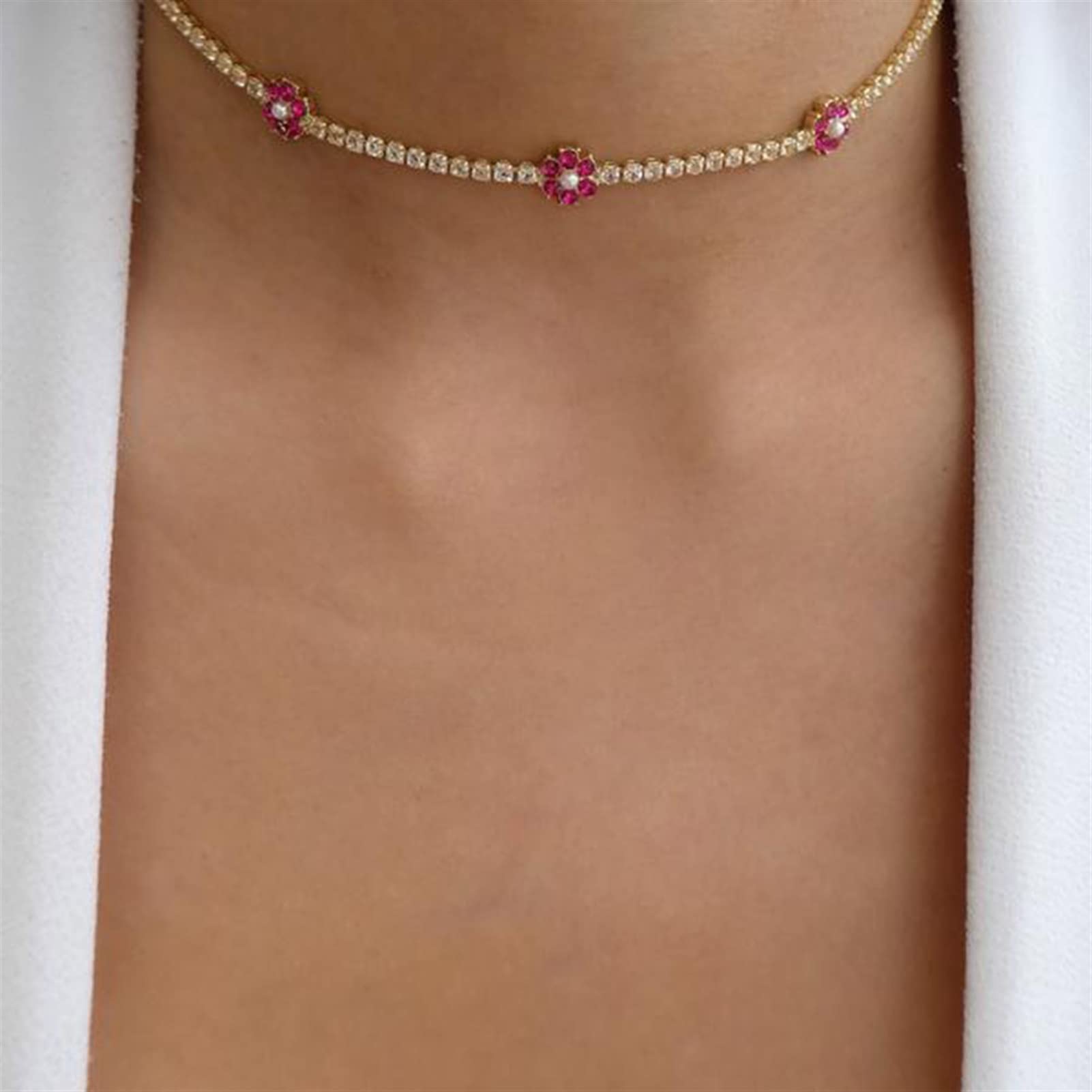 Collane Collana di Gioielli di Moda Donna 925 Collana in Argento Sterling Collana zircone Gioielli di Lusso di Lusso Banchetto Gioielli Eleganti Collana da Donna (Gem Color : Gold Pearl)