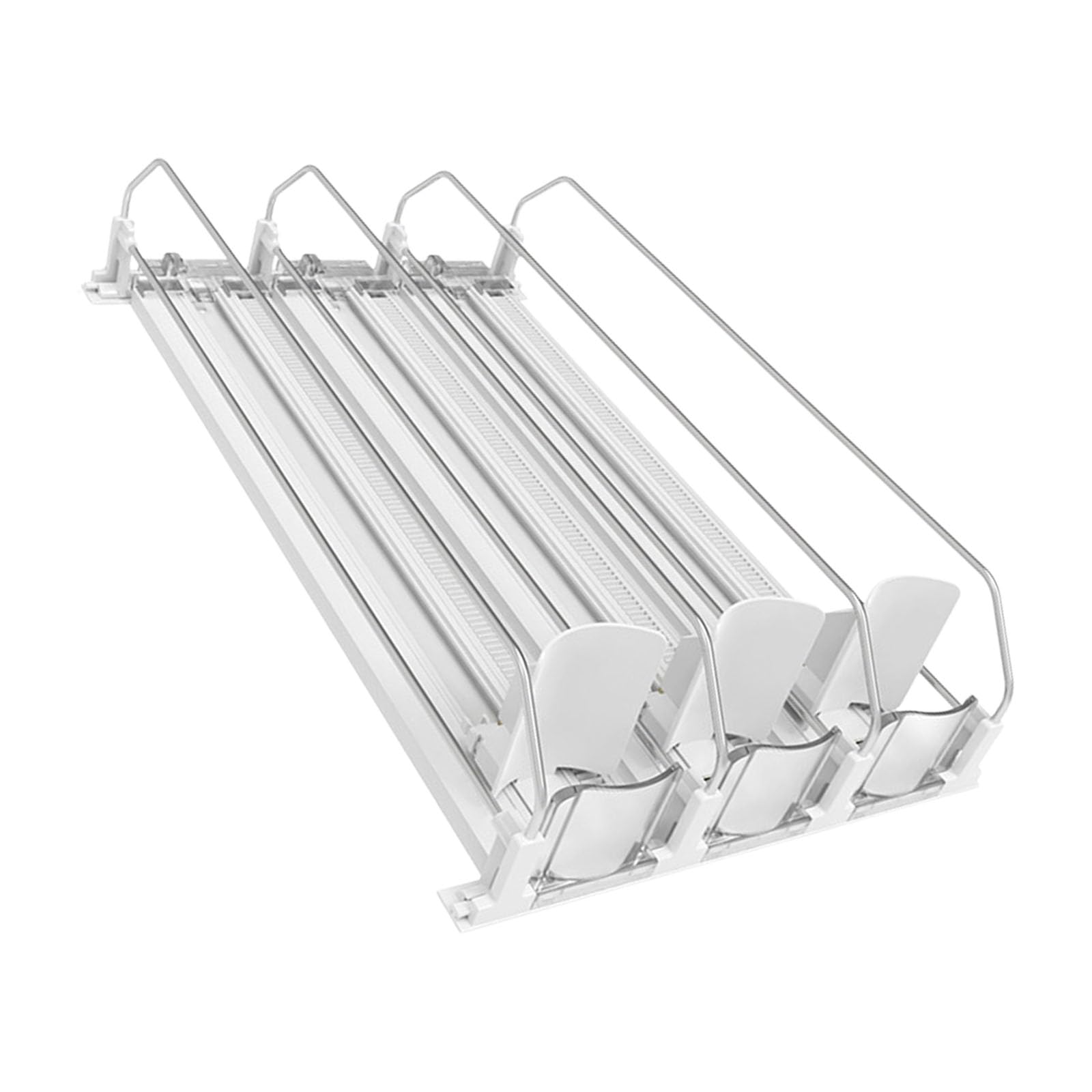Mekalero Beverage Pusher Rack 3 Lane Drink Display Organizer, Transparent Track with Metal Rails for Refrigerated Shelf Merchandising