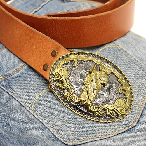 Image of WMG Western St Jude Belt Buckle Gold Silver Saint Jude San Judas Cowboy Buckle Hebilla Vaquero Rodeo