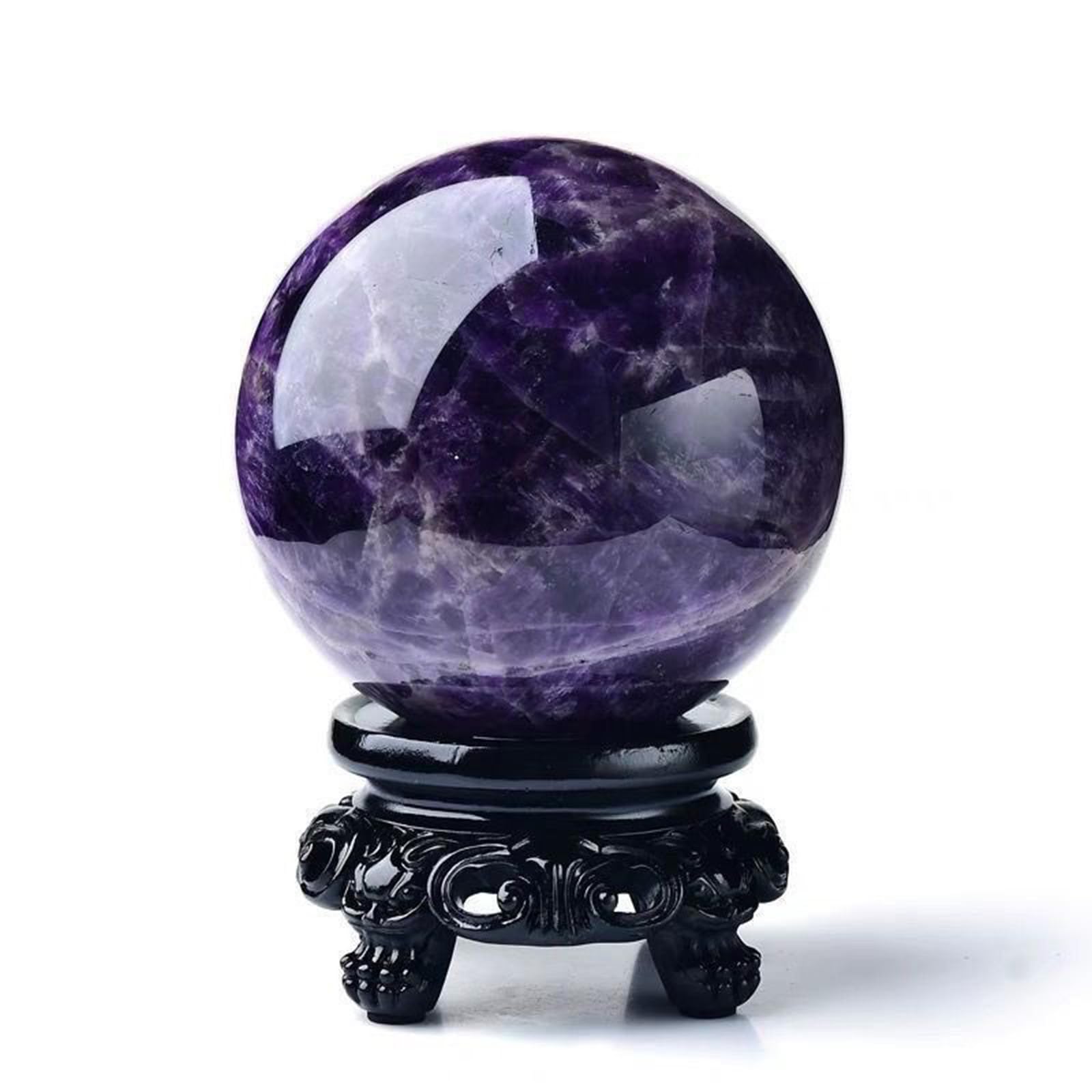 Hhhxkkuu Natural Dreamy Amethyst Crystal Ball Hand Polished Gemstone Sphere