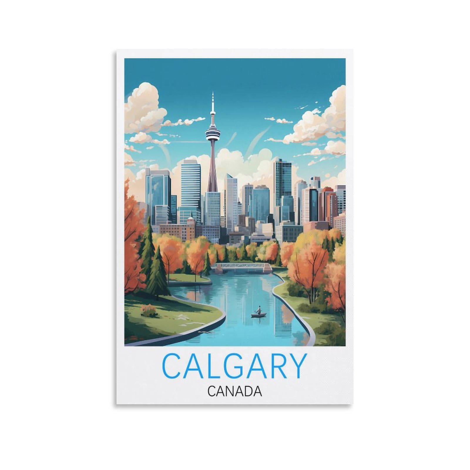 Calgary Canada Vintage Travel Posters 12x18inch(30x45cm) Canvas Print for Living Room, Bedroom, Dorm, Home, Office Wall Decoration