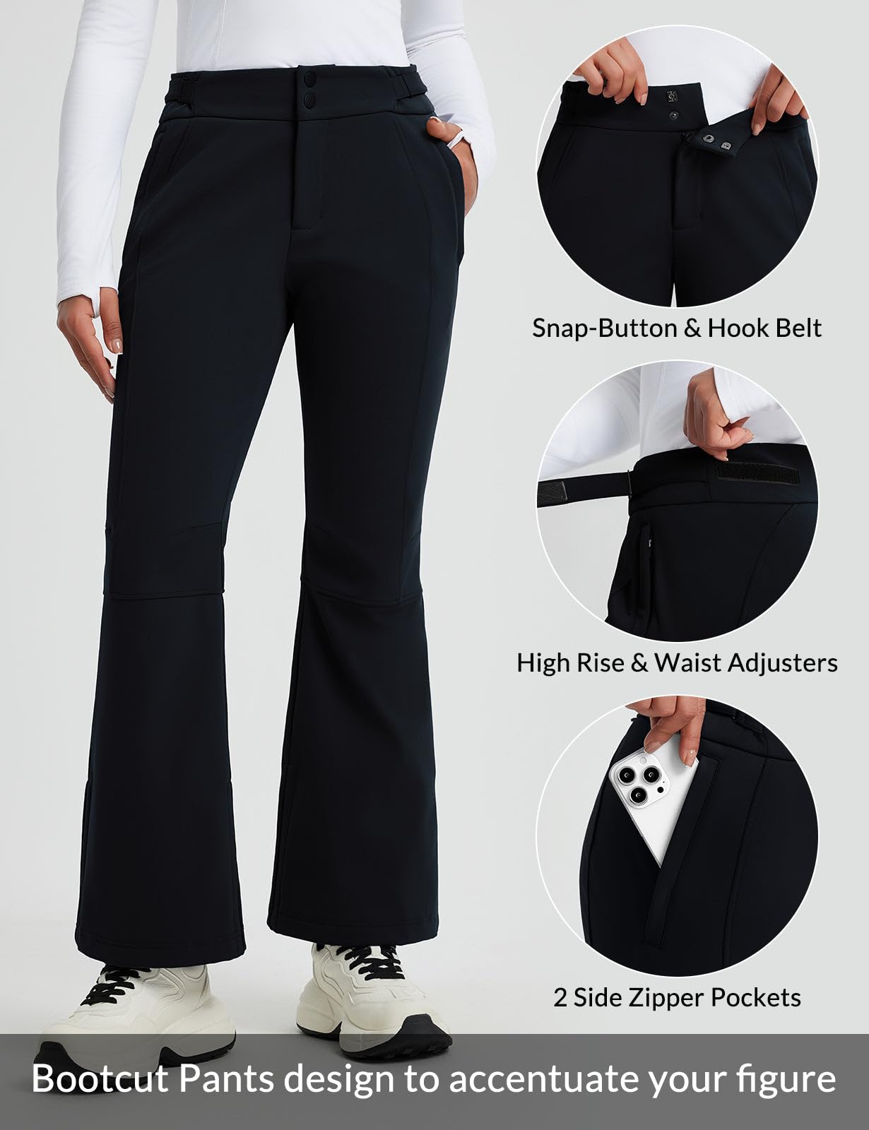 baleaf Skihose Damen Wasserdicht Wanderhose Softshellhose Winter Atmungsaktive Warm Gefüttert Outdoorhose Snowboardhose Skifahren