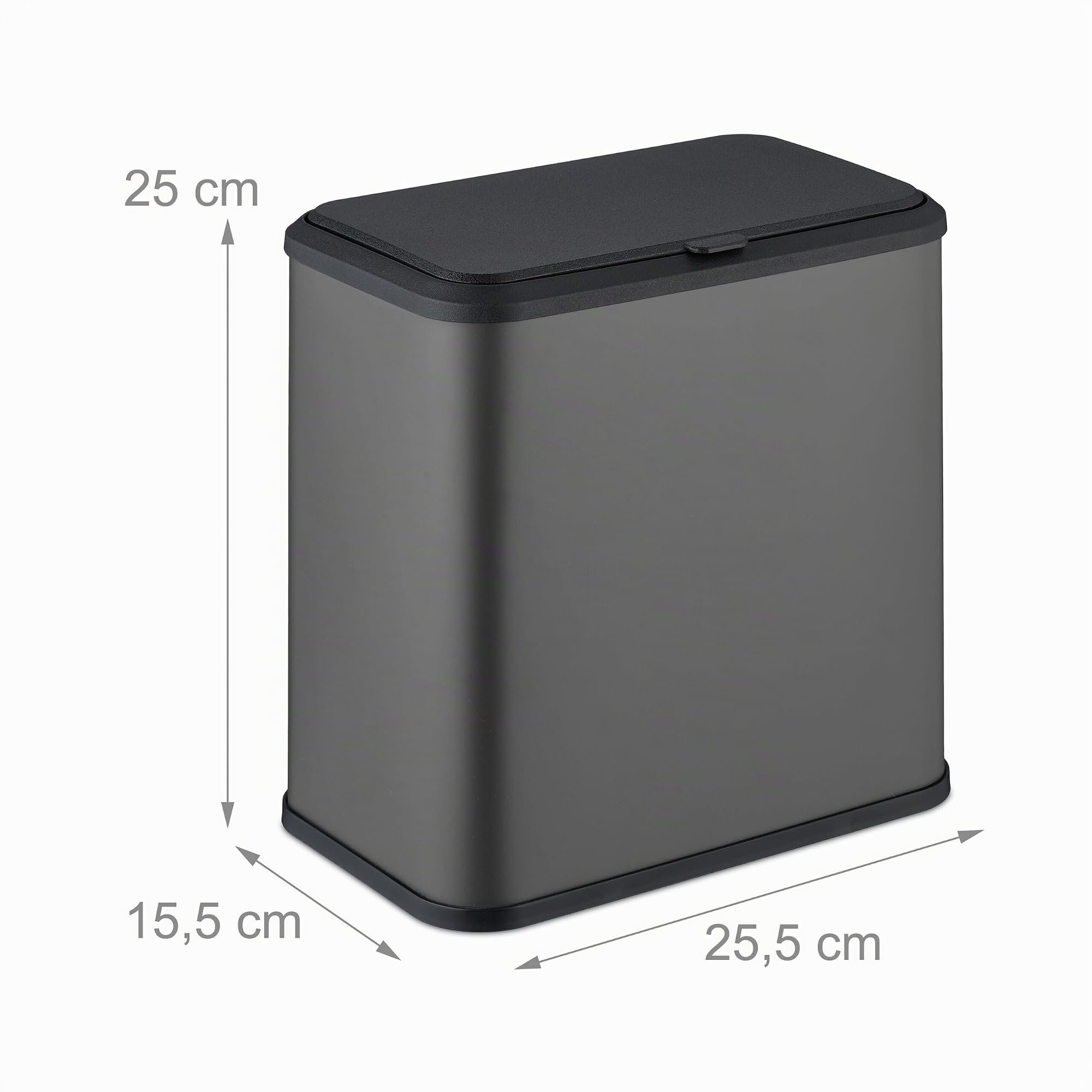 Relaxdays Pattumiera da Appendere in Cucina, Cestino 5 L, Secchio Umido Estraibile, Cesto Bagno, Ferro, Plastica, Grigio