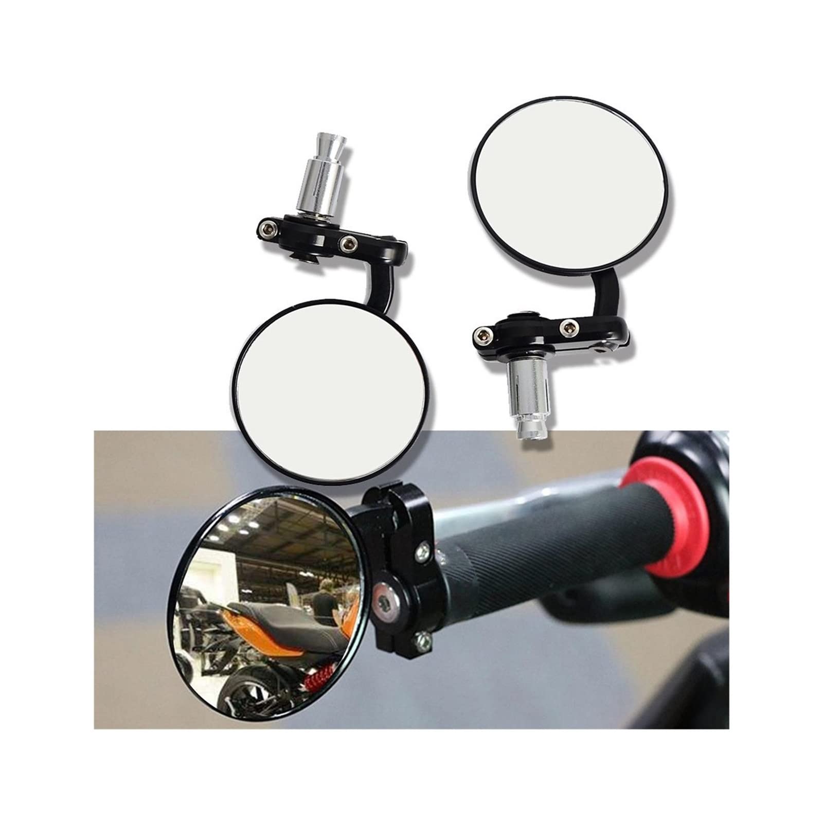 BAFAFA Embout Guidon Rétroviseur pour 1 Set Rétroviseur Vélo Moto Guidon Réglable Vélo Équitation Rond Ellipse Miroir Rétroviseurs Latéraux