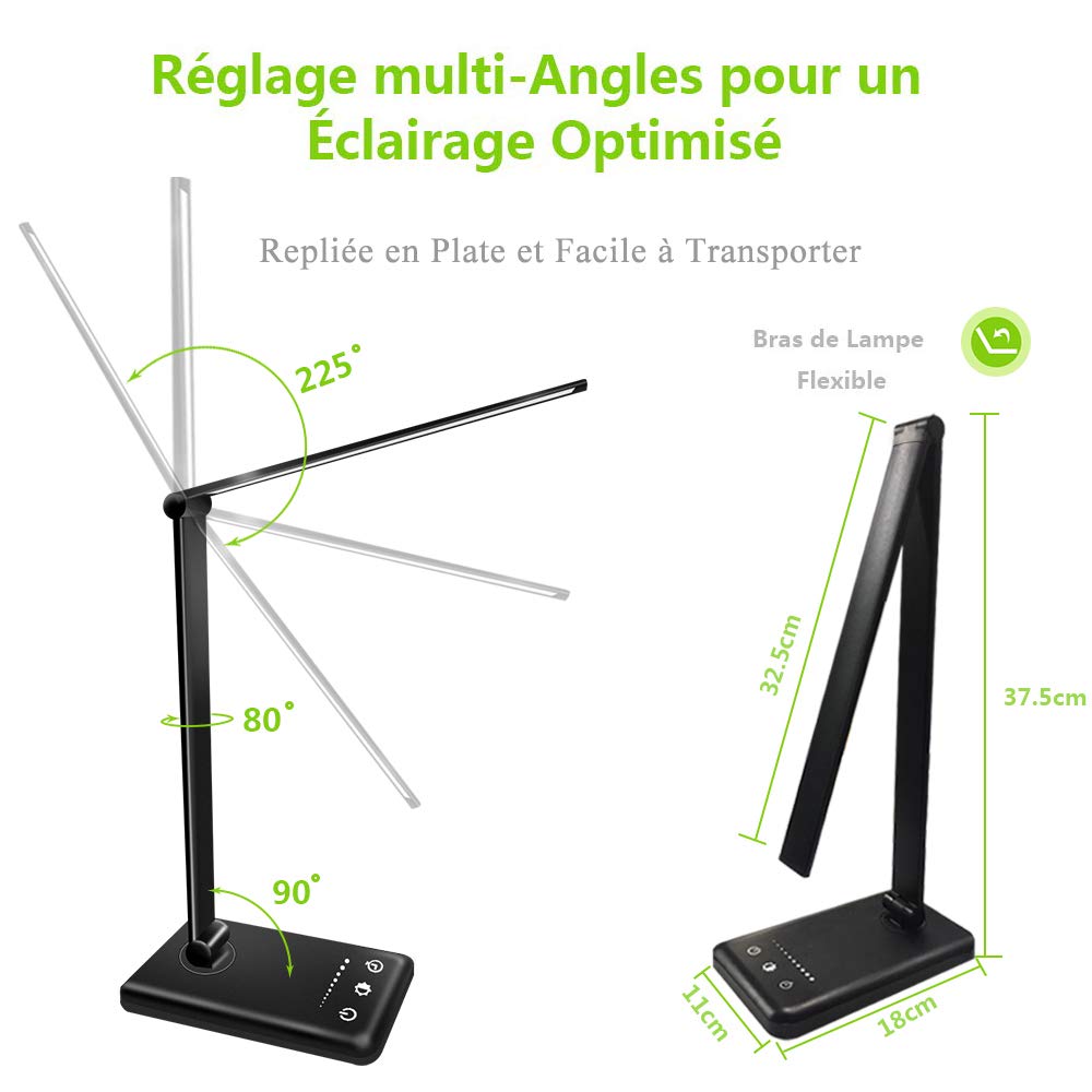 One Lampada da Scrivania a LED+ADATTATORE,10 Luminosità+5 Colori Lampada da Tavolo con Porta di Ricarica USB,1000LM Lampada Scrivania LED,Lampada LED Scrivania Lampade da Tavolo Lampada Scrivania