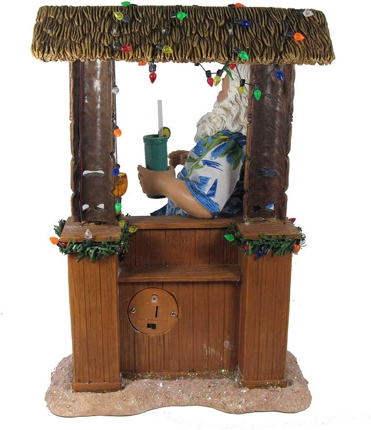 Kurt S. Adler, Inc. C2519 Kurt Adler 11" Beach Santa at Tiki bar Figure,Brown