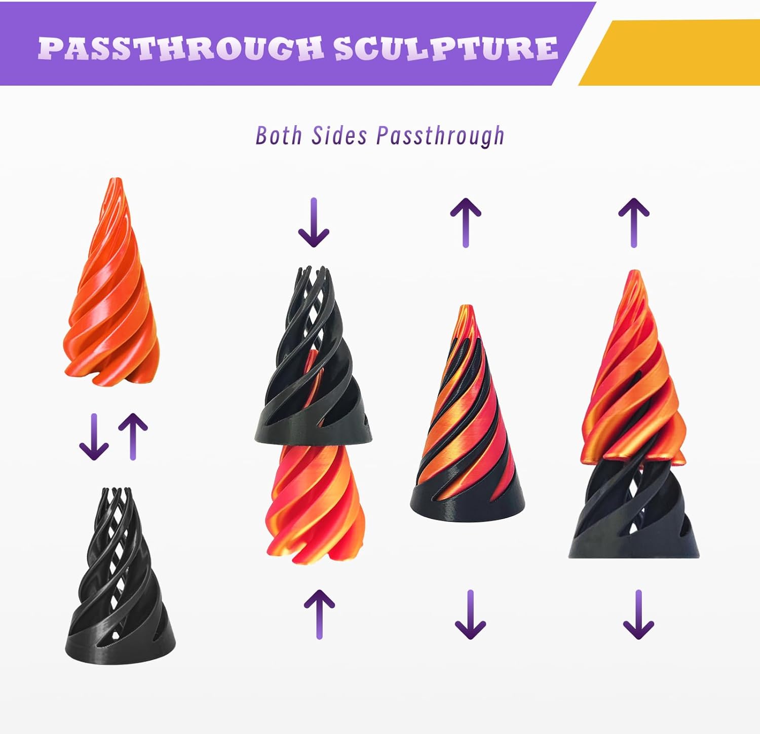 2 Pcs Impossible Pyramid Passthrough Fidget Toys,3D Printed Impossible Cone,Spiral Cone Fidget Toy,Desktop Ornament Fidget Toys That Relieve Anxiety and Stress,Souvenir Gift