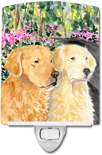 Caroline's Treasures SS8974CNL Golden Retriever - Luz nocturna de cerámica compacta, con certificación UL, ideal para dormitorio, baño, guardería,