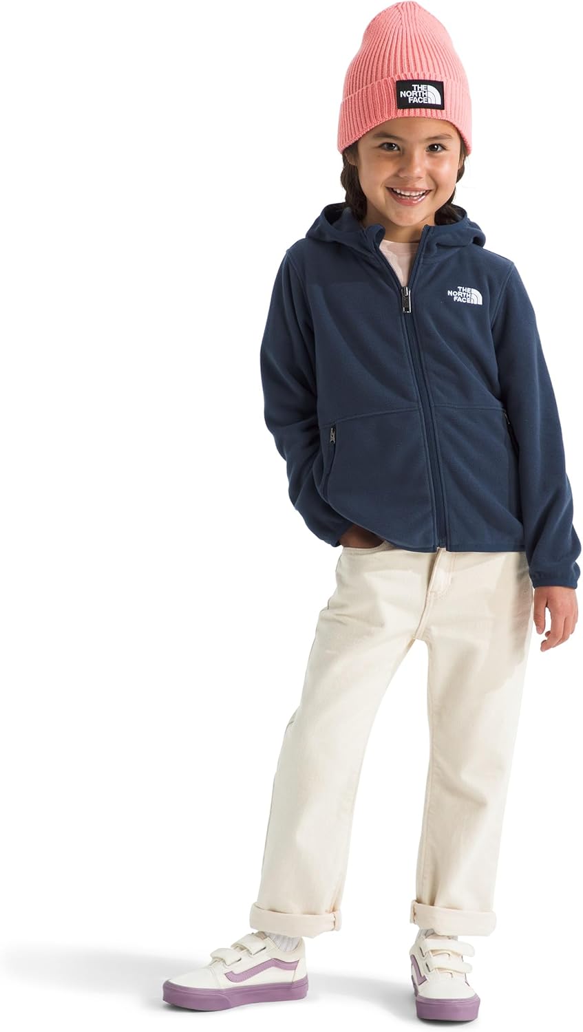 The North Face Kids' Glacier Full Zip Hooded Jacket - Lightweight Fleece Hoodie for Boys & Girls, Secure Zip Hand Pockets, Summit Navy, 6