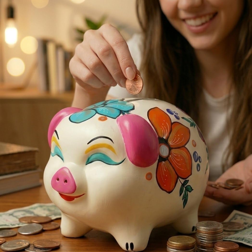 Piggy Coin Bank Full Floral Ceramic (Without Glaze) Kids Saving Bank by Shaban Art Potteries Money Bank-image-17