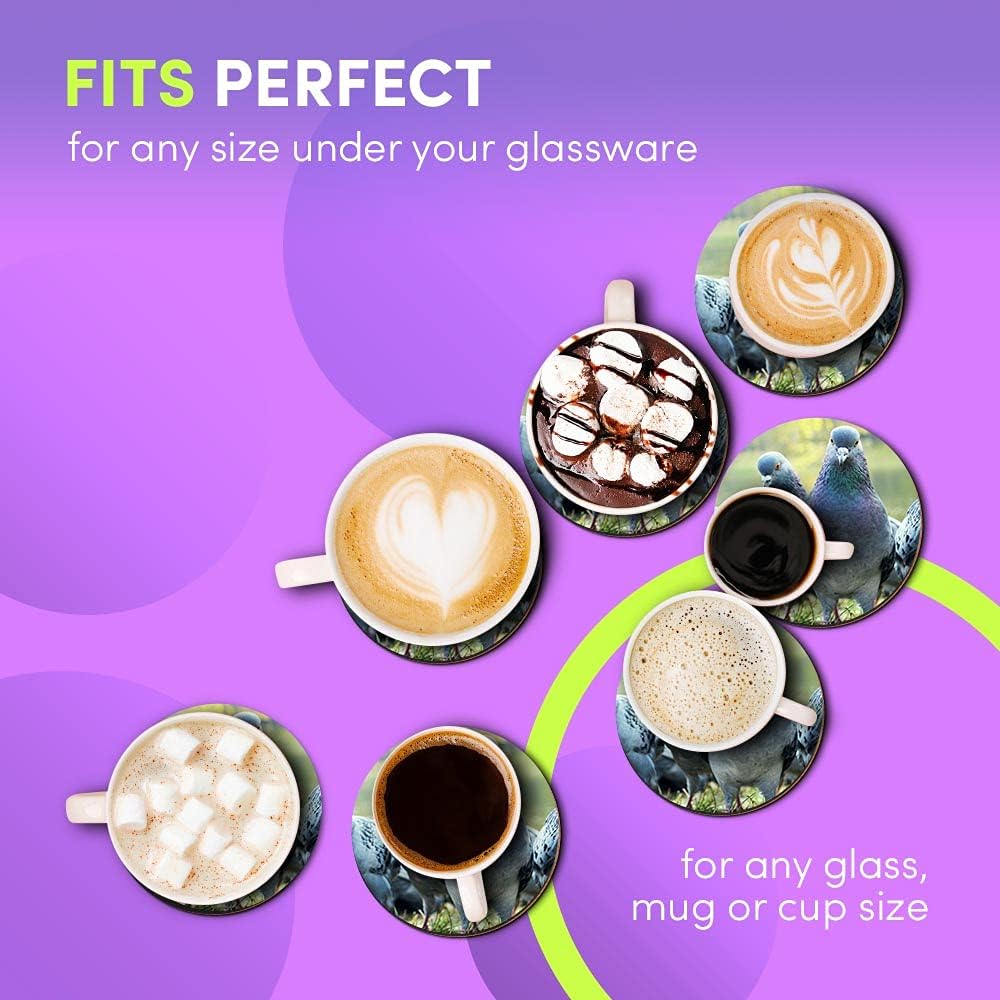 4 x Eco Boxed Cork Coasters - Flock Of Pigeons Bird Pigeon Drink Cup Mug Glass Table Mat #15735