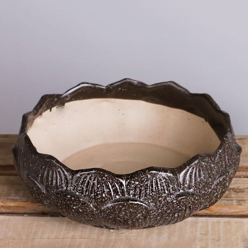 Doniczki,ceramiczne doniczki na rośliny, doniczka na kwiaty o dużej średnicy, doniczka na sukulenty, ceramiczna duża doniczka na kwiaty, prosta, szorstka ceramika, taca na sukulenty, wazon, doniczki