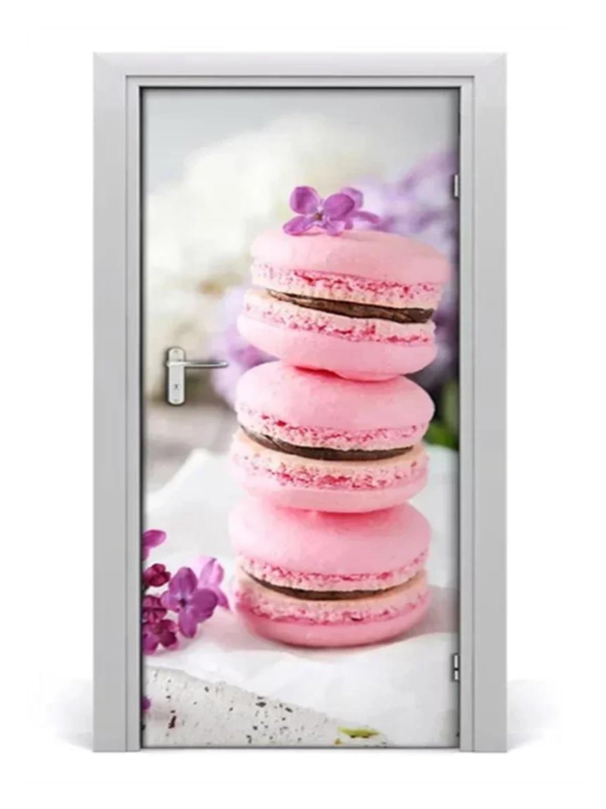 Sticker mural gâteau rose pour porte de chambre de fille et cuisine cosy